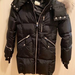 Girls SAM down coat with fur trimmed hood
